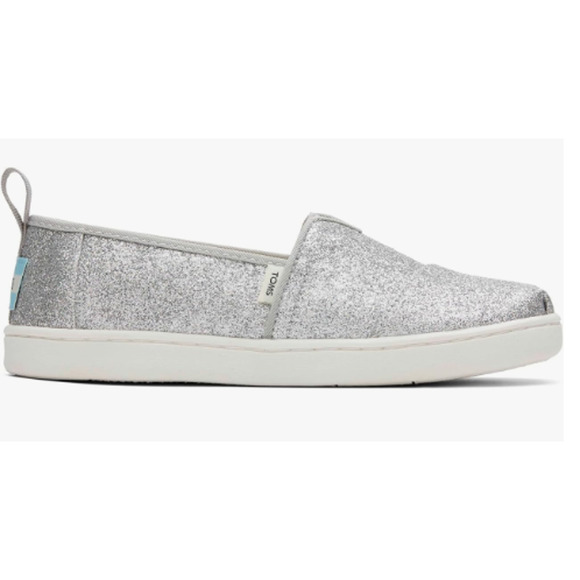 TOMS Alpargata Sneaker, Silver Iridescent Glimmer, 3 US Unisex Big Kid - Picture 1 of 4